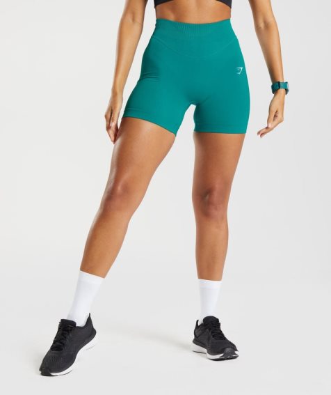 Women's Gymshark Sweat Seamless Sculpt Shorts Turquoise | CA 7613NA